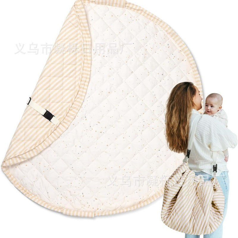Quilted Play Mat with Convertible Storage Bag - Beige