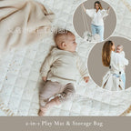 Quilted Play Mat with Convertible Storage Bag - Beige