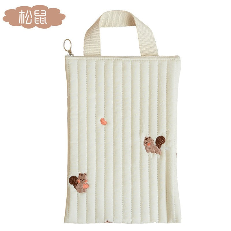 Quilted Zipper Tote Bag - One-Ear Strap