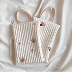 Quilted Zipper Tote Bag - One-Ear Strap