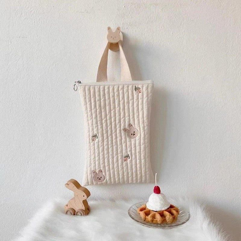 Quilted Zipper Tote Bag - One-Ear Strap
