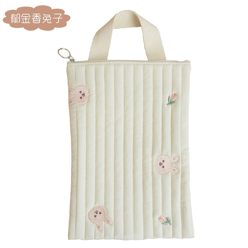 Quilted Zipper Tote Bag - One-Ear Strap