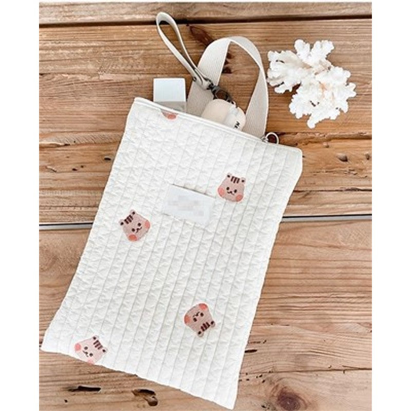 Quilted Zipper Tote Bag - One-Ear Strap