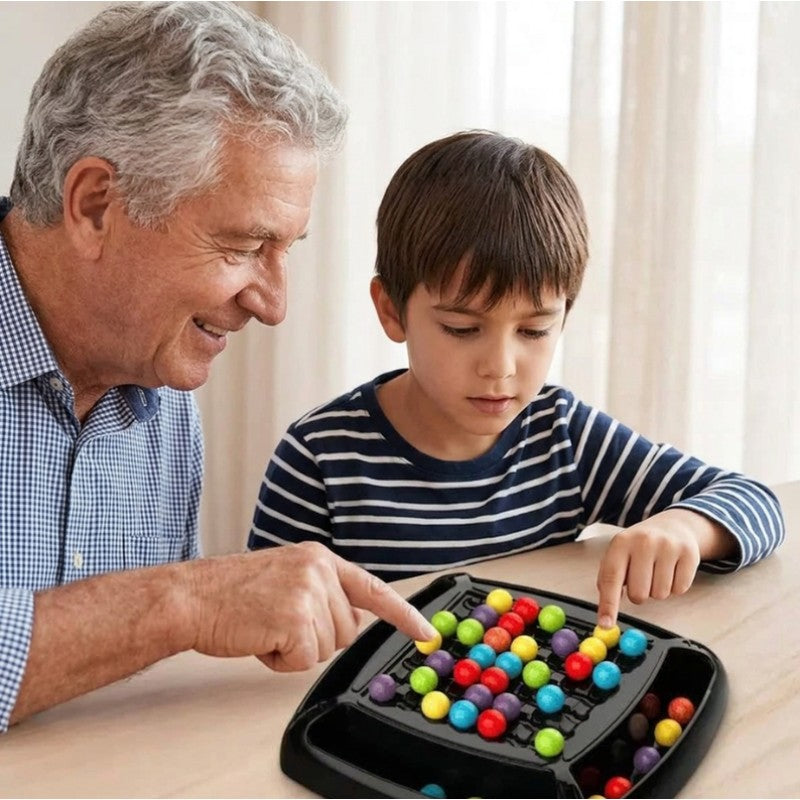 Rainbow Color Ball Matching Board Game - Square Grid with Side Trays