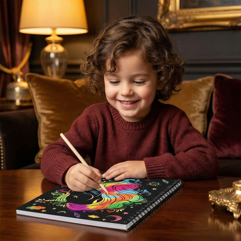 Rainbow Scratch Paper Notebook Set - Black & Multicolor