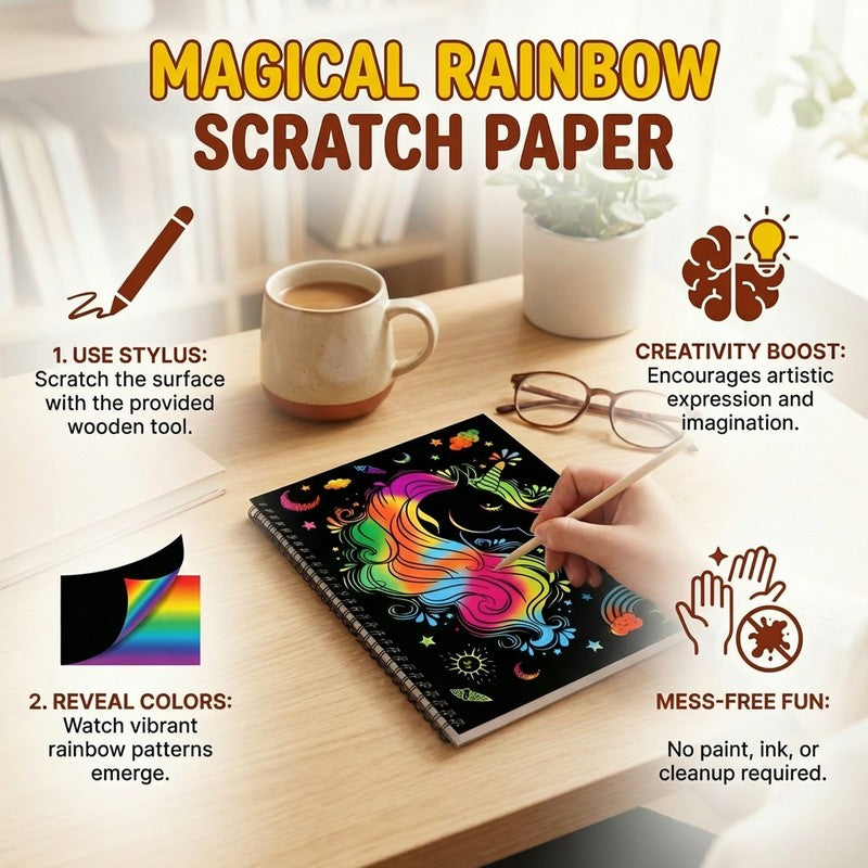 Rainbow Scratch Paper Notebook Set - Black & Multicolor