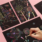 Rainbow Scratch Paper Notebook Set - Black & Multicolor