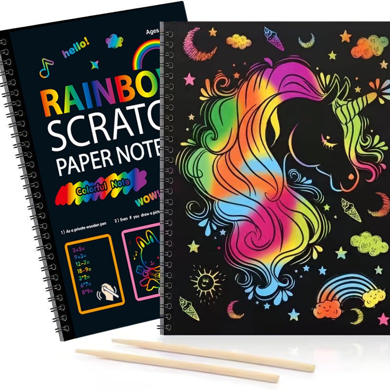 Rainbow Scratch Paper Notebook Set - Black & Multicolor
