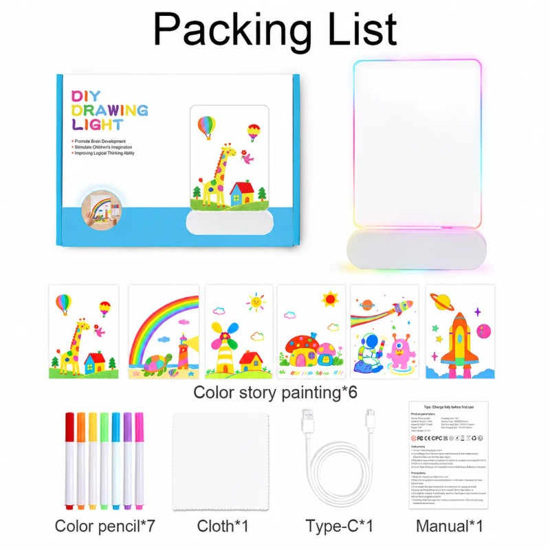 Rechargeable LED Drawing Board - RGB Color-Changing Light