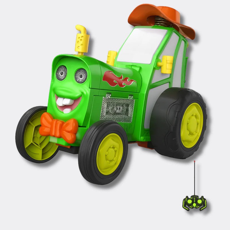 Remote-Controlled Cartoon Tractor Toy - LED Lights