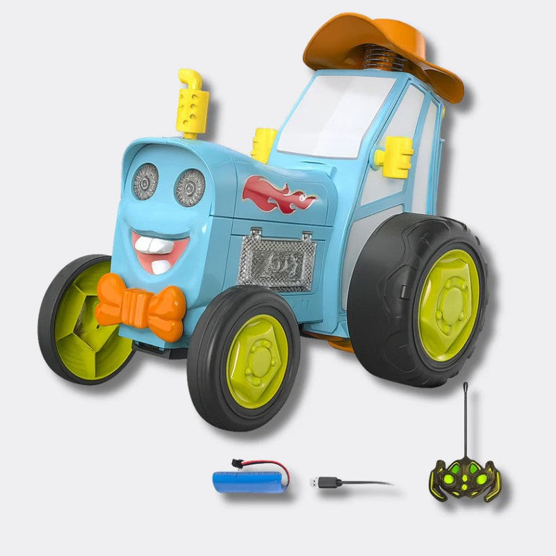 Remote-Controlled Cartoon Tractor Toy - LED Lights
