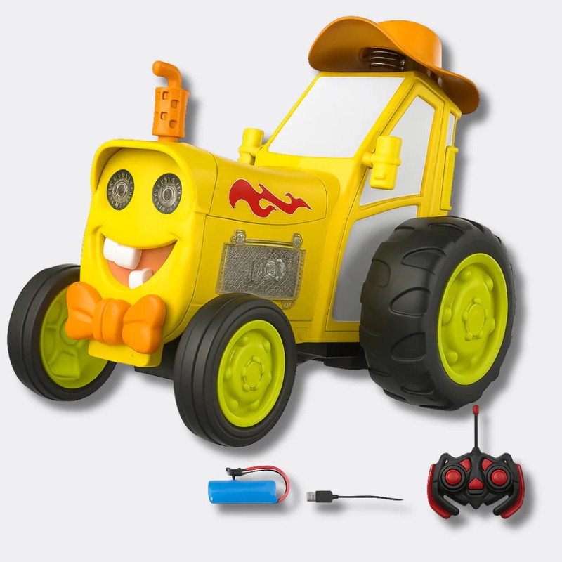 Remote-Controlled Cartoon Tractor Toy - LED Lights