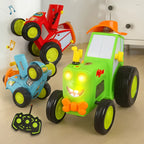 Remote-Controlled Cartoon Tractor Toy - LED Lights
