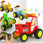 Remote-Controlled Cartoon Tractor Toy - LED Lights