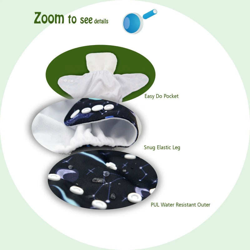 Reusable Cloth Pocket Diaper - Adjustable Fit