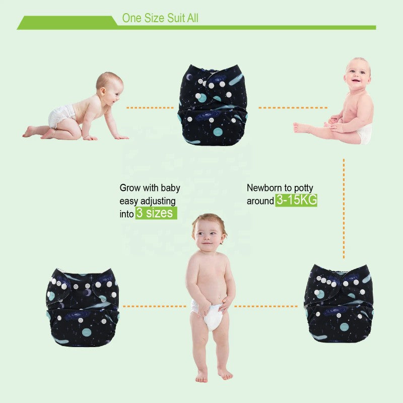 Reusable Cloth Pocket Diaper - Adjustable Fit