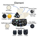 Reusable Cloth Pocket Diaper - Adjustable Fit