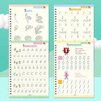 Reusable Magic Groove Handwriting Practice Copybook Set - 4 Books with Pen