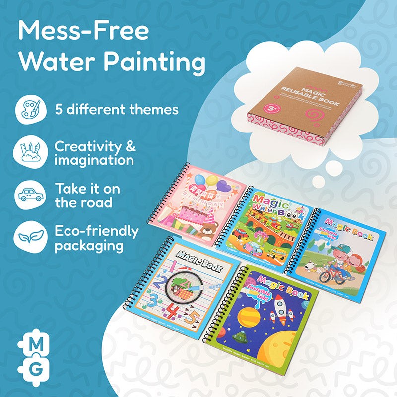Reusable Water Painting Book Set - Children's Activity Kit with Water Pen