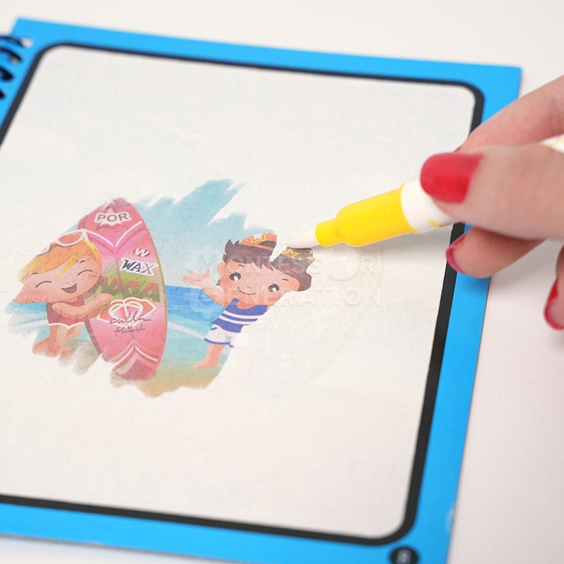 Reusable Water Painting Book Set - Children's Activity Kit with Water Pen