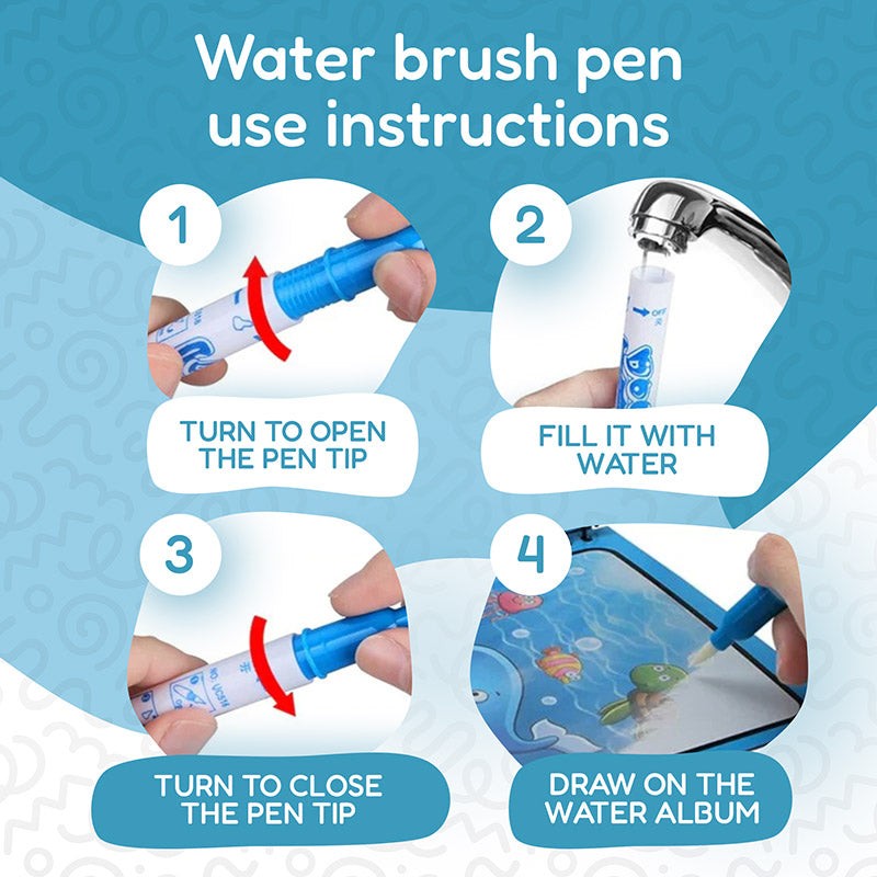 Reusable Water Painting Book Set - Children's Activity Kit with Water Pen