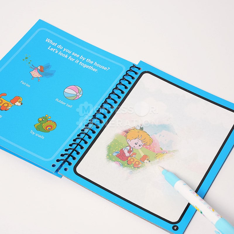 Reusable Water Painting Book Set - Children's Activity Kit with Water Pen