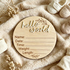 Round Birth Announcement Plaque - Laser Engraved with 3D Lettering