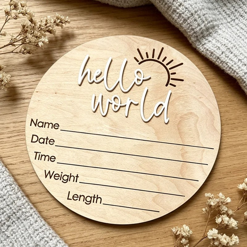 Round Birth Announcement Plaque - Laser Engraved with 3D Lettering