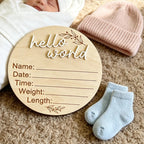 Round Birth Announcement Plaque - Laser Engraved with 3D Lettering