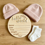 Round Birth Announcement Plaque - Laser Engraved with 3D Lettering