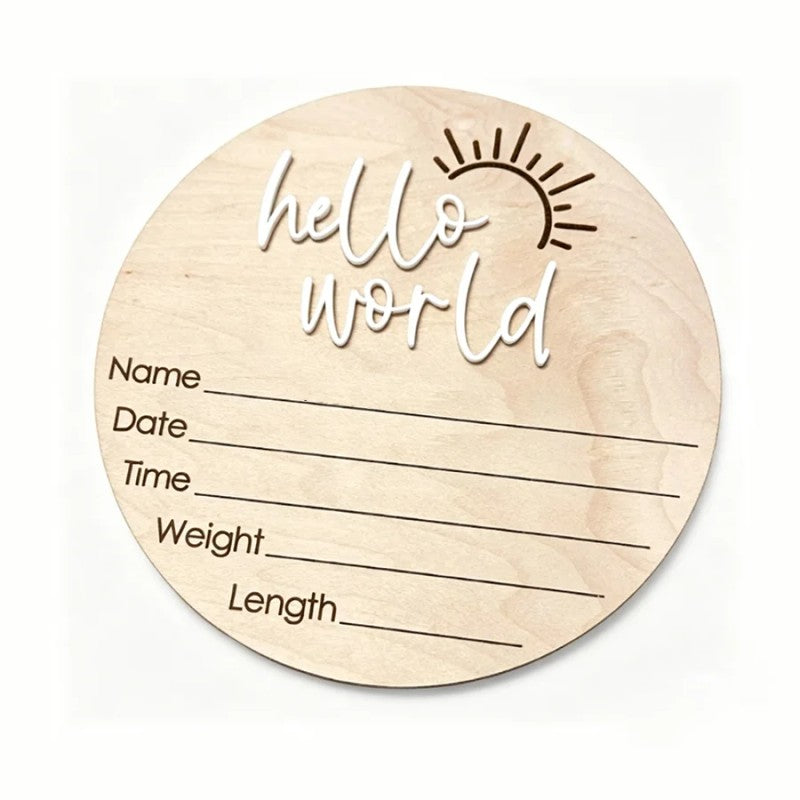 Round Birth Announcement Plaque - Laser Engraved with 3D Lettering