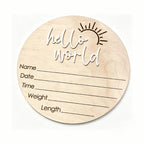 Round Birth Announcement Plaque - Laser Engraved with 3D Lettering