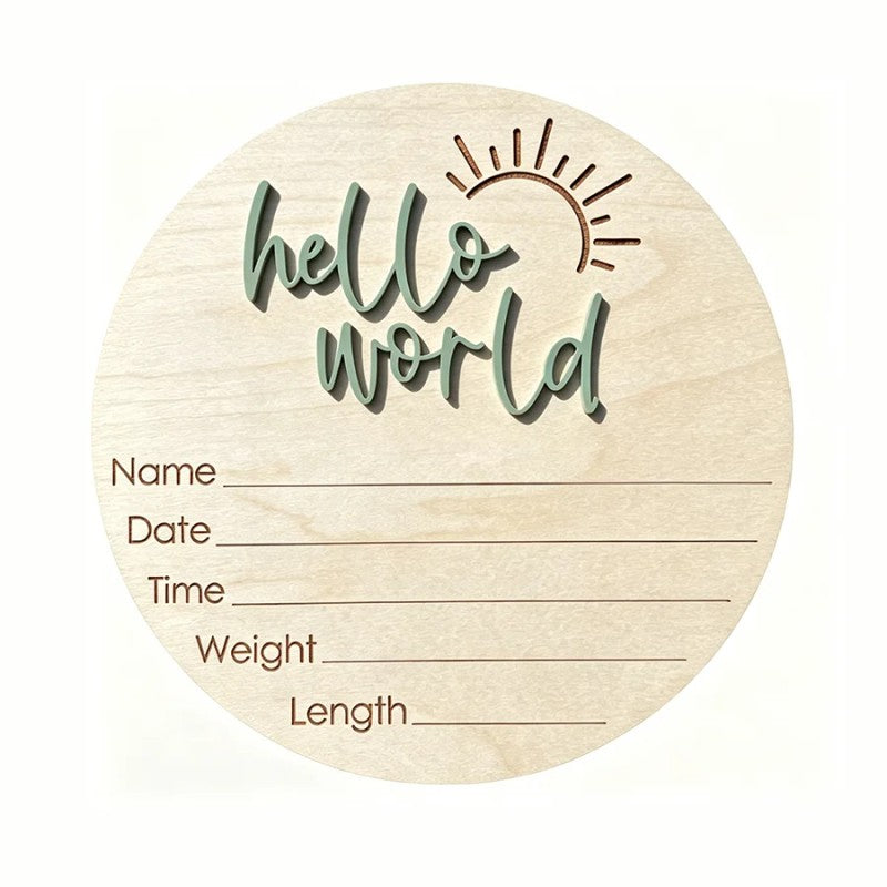Round Birth Announcement Plaque - Laser Engraved with 3D Lettering