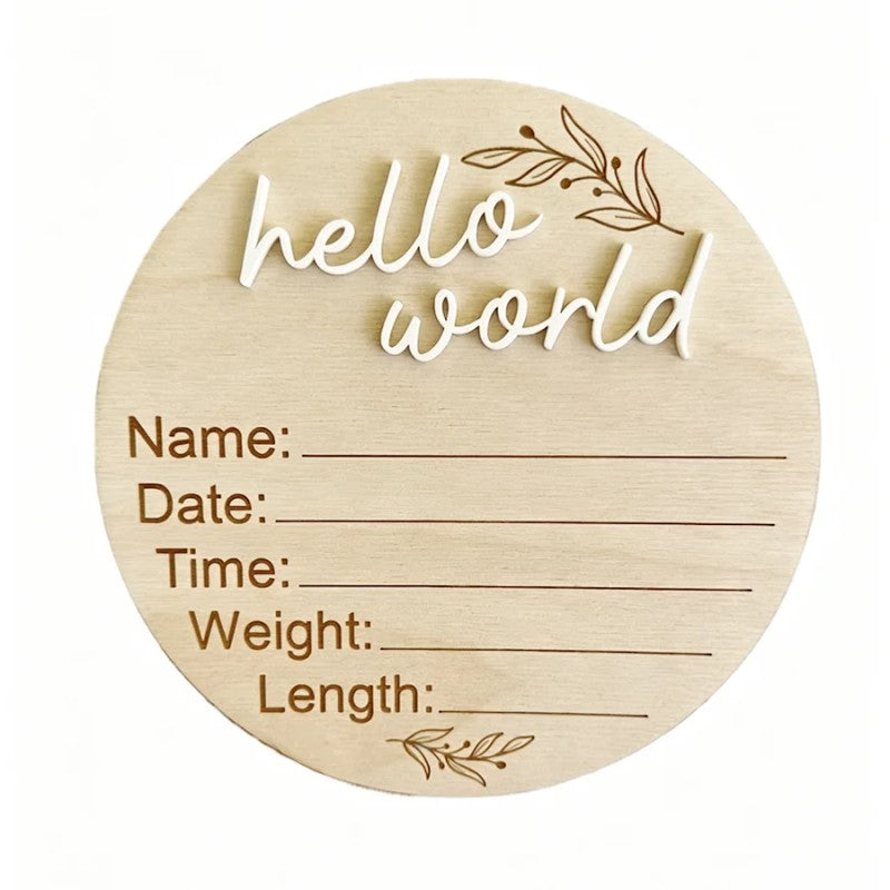 Round Birth Announcement Plaque - Laser Engraved with 3D Lettering