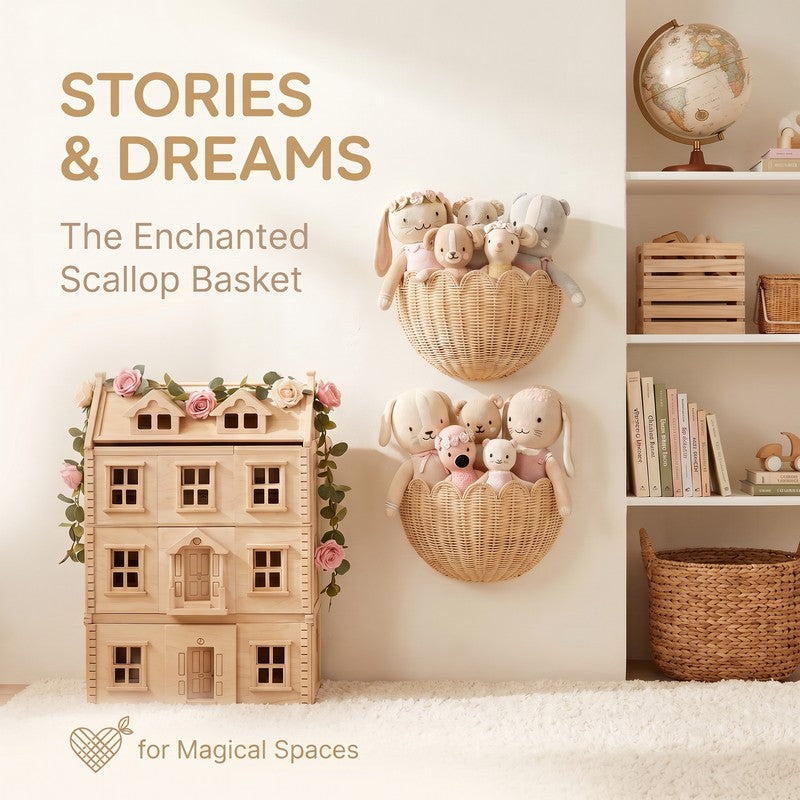 Scalloped Wall Basket - Nursery Storage