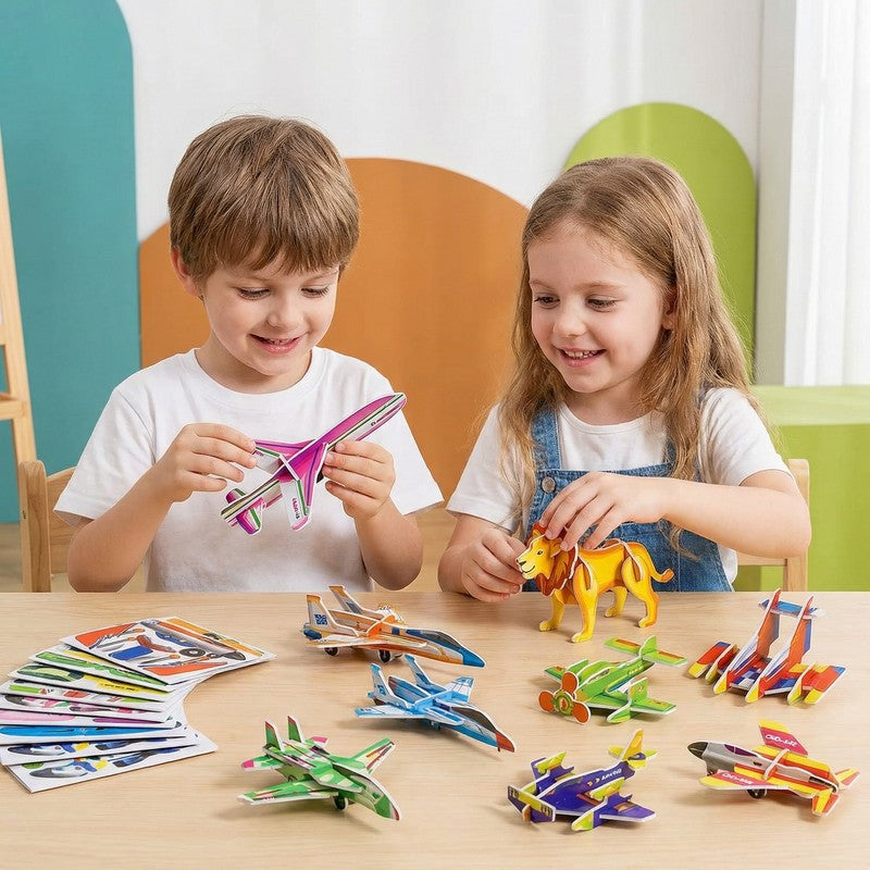 Set 3D Cartoon Puzzle Set - Animal and Vehicle Figures