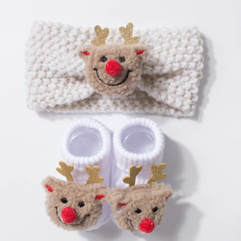 Set Baby Headband and Socks - Christmas Cartoon