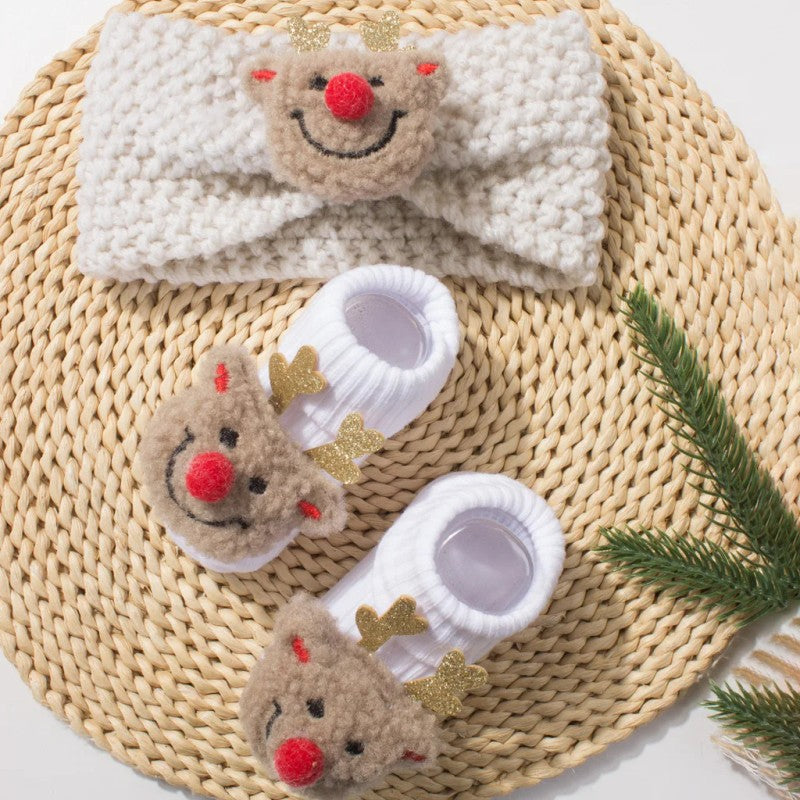 Set Baby Headband and Socks - Christmas Cartoon