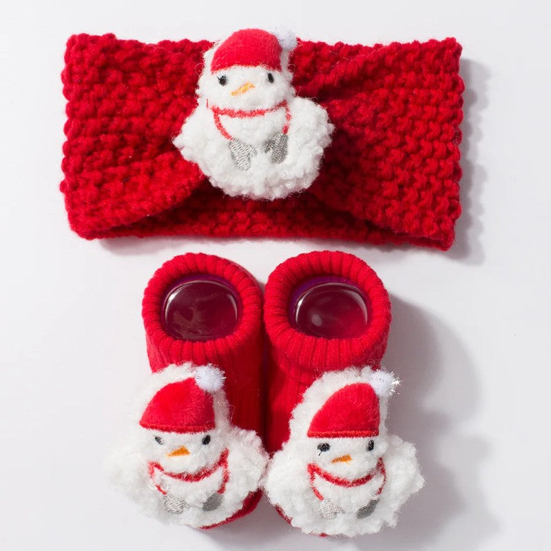 Set Baby Headband and Socks - Christmas Cartoon
