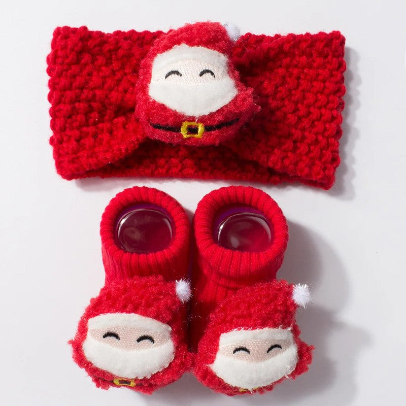 Set Baby Headband and Socks - Christmas Cartoon