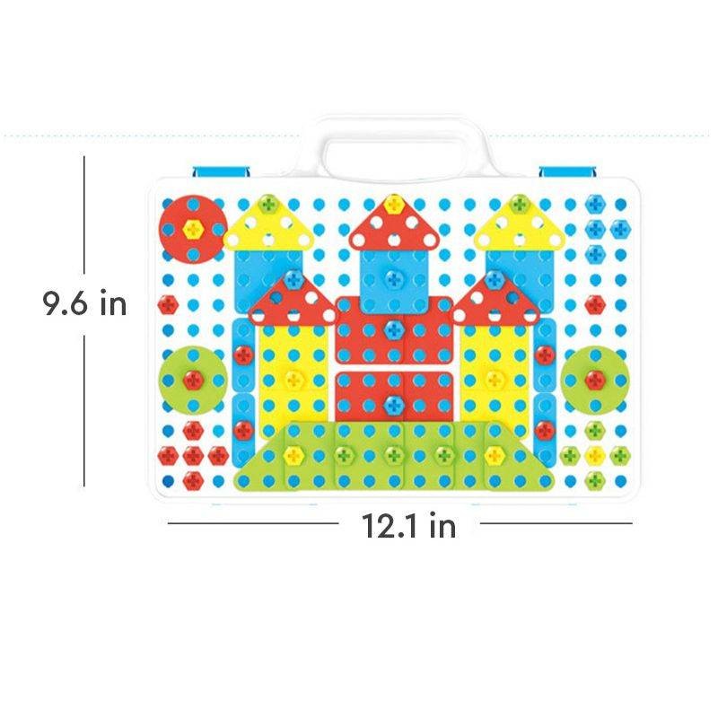 Set Building Board with Toy Drill and Storage Box
