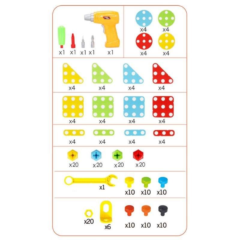 Set Building Board with Toy Drill and Storage Box