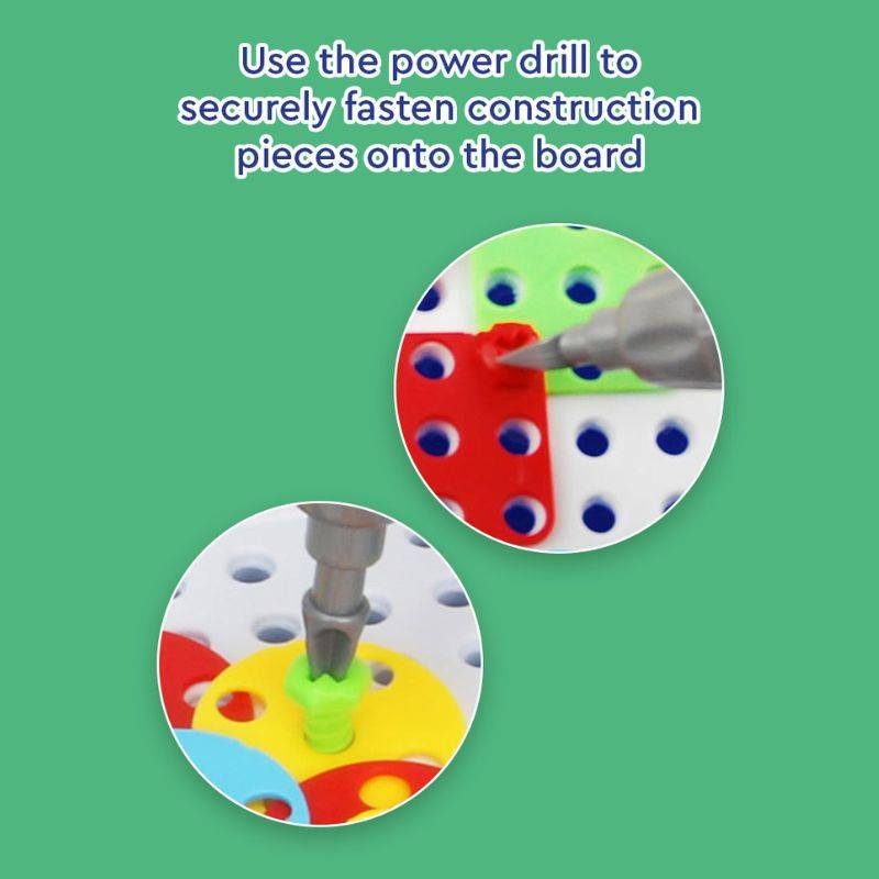 Set Building Board with Toy Drill and Storage Box