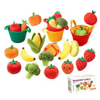 Set Fruit and Vegetable Figures with Fabric Baskets