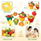 Set Fruit and Vegetable Figures with Fabric Baskets