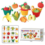 Set Fruit and Vegetable Figures with Fabric Baskets