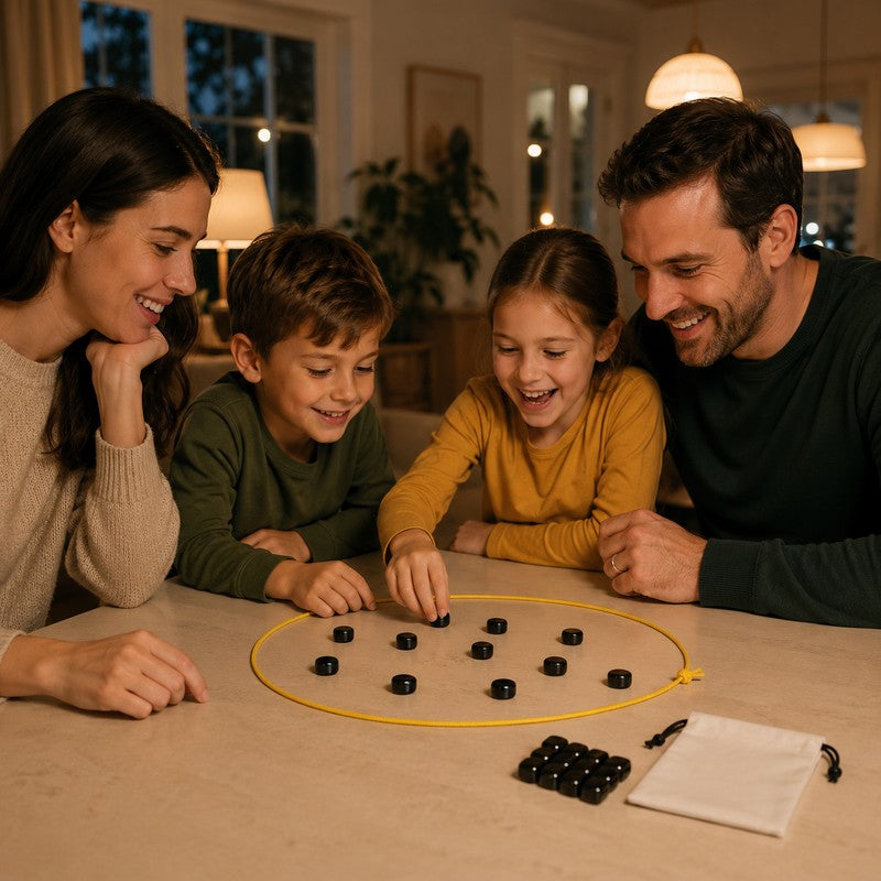 Set Magnetic Strategy Game - Rope Boundary with Round Pieces