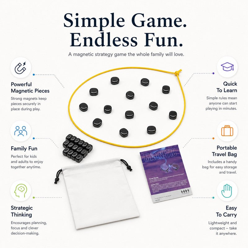 Set Magnetic Strategy Game - Rope Boundary with Round Pieces