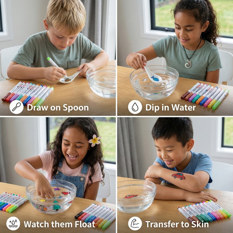 Set of 12 Floating Ink Markers - Water Drawing Set