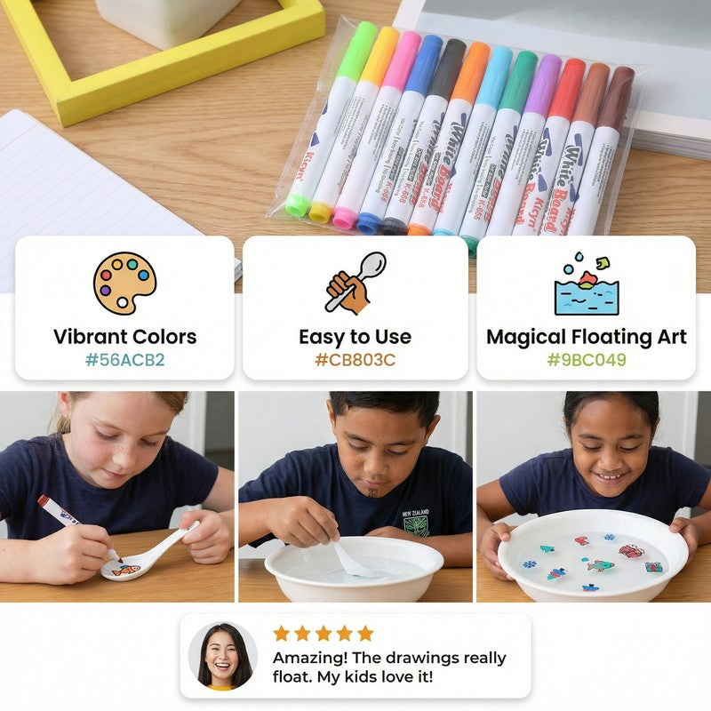 Set of 12 Floating Ink Markers - Water Drawing Set
